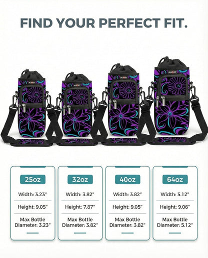 AUPET Water Bottle Sling Bag Sleeve Holder Carrier 25/32/40/64 oz,Insulated Crossbody Water Bottle Case Cover with Strap and Pockets for Men/Women Walking Hiking