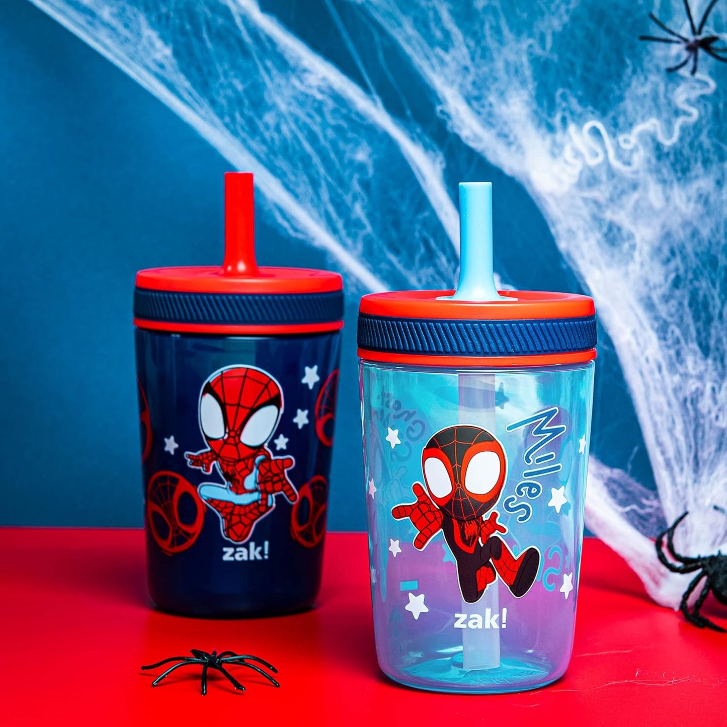 Zak Designs 15oz Bluey Kelso Tumbler Set, Leak-Proof Screw-On Lid with Straw Made of Durable Plastic and Silicone, Perfect Bundle for Kids, 2 Count (Pack of 1) - Colors B