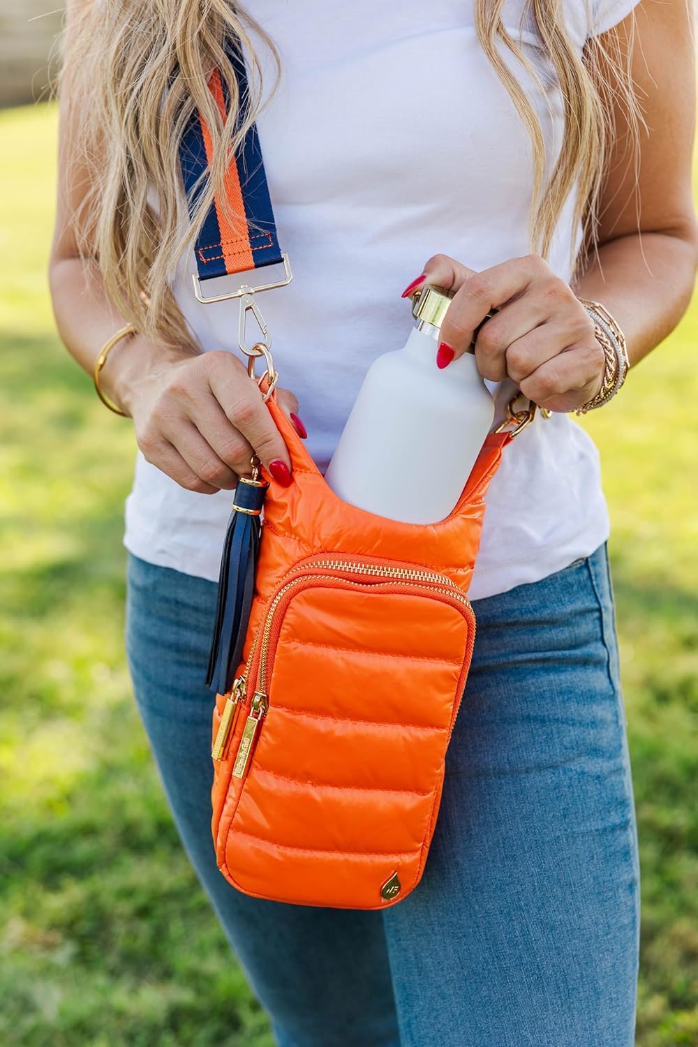 WanderFull Original HydroBag Fits Up to 32 oz Water Bottle Holder with Strap – Hands-Free Crossbody Water Bottle Carrier Bag with Phone Pocket - Colors B