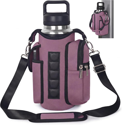 Magnetic Gym Tote,18-40oz Water Bottle Bag Holder,Neoprene Case Pouch with Phone Pocket,Men Women Workout Accessories