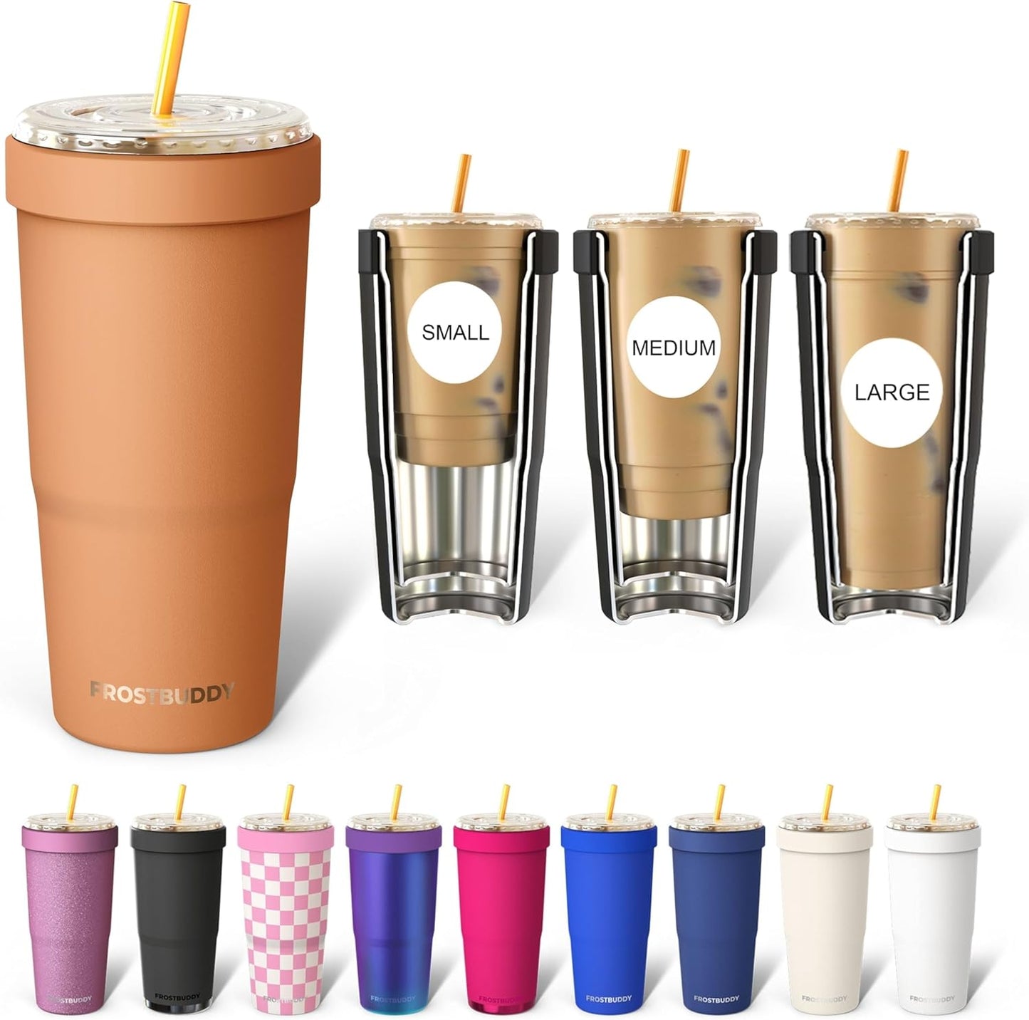 Frost Buddy Togo Buddy | 30 oz Stainless Steel Vacuum Insulated Tumbler | To Go Coffee Cup – Iced Coffee Cups, Iced Coffee Sleeve, Travel Mug, Thermal Cup for Hot & Cold Drinks, Dunkin Cup (Pencil) - Colors A