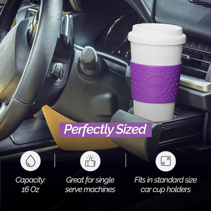 Copco Acadia 16 oz Travel Mug - Insulated Reusable Coffee Tumbler with Double-Walled Plastic, Leak-Proof Lid, BPA-Free - Portable Mug for Hot & Cold Drinks, Cup Holder Friendly (Blue)