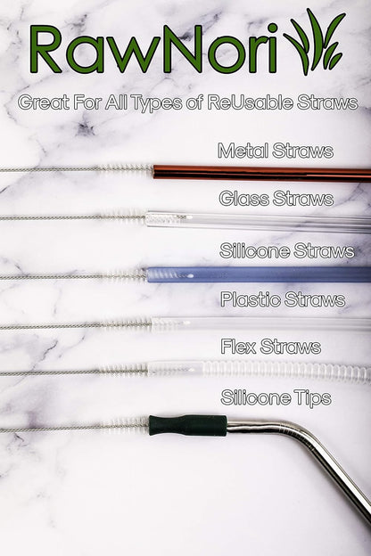 2 Drinking Straw Cleaning Brush Long - Bristle Cleaner for Stainless Steel Drink Straws Heavy Duty Brushes for Washing Glass Silicone Metal Straws Tea Pot Spout Mini Micro Bottle