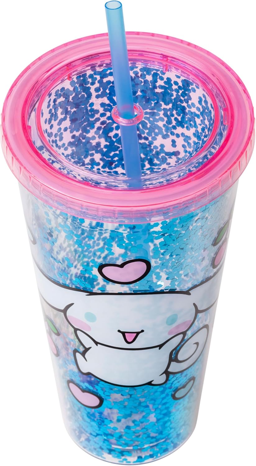Silver Buffalo Sanrio Hello Kitty Milk Carton Pattern Plastic Boba Tumbler w Lid and Wide Straw, 24 Ounces