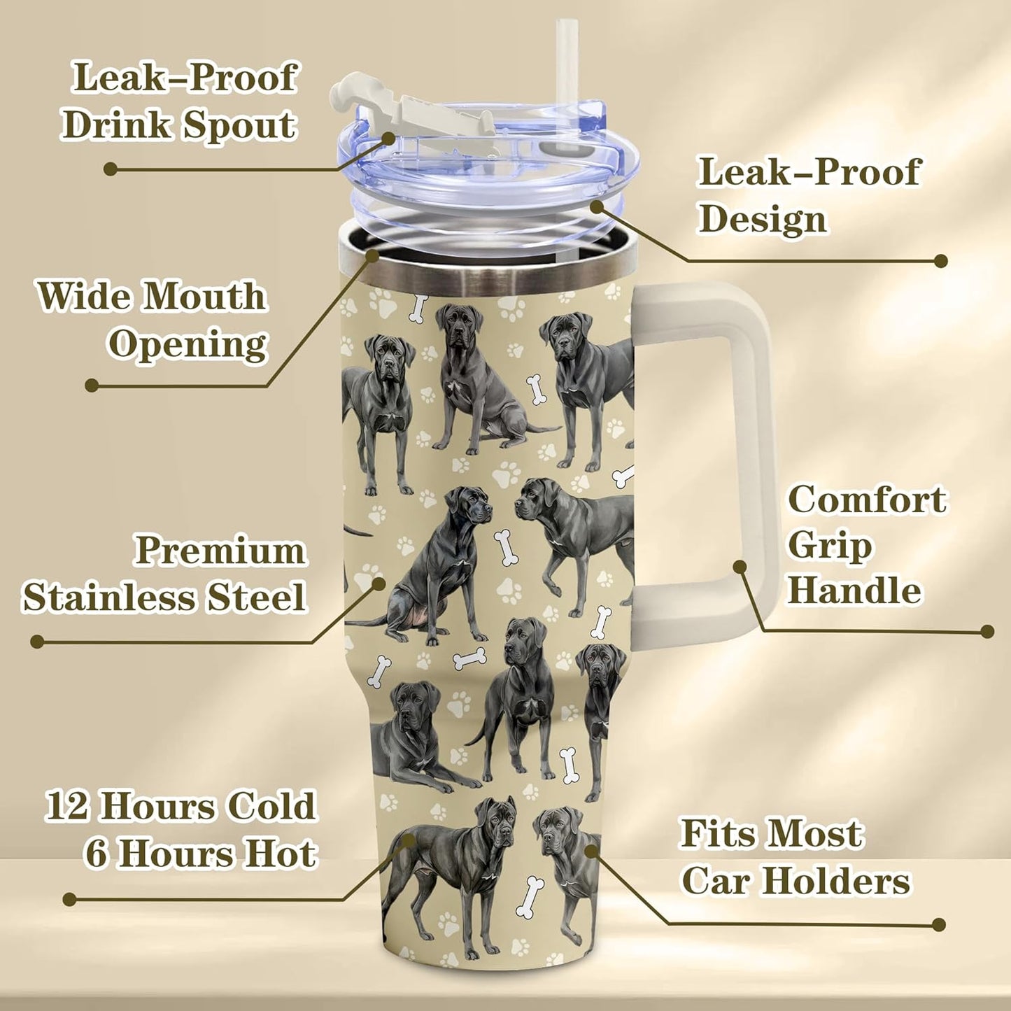 Beagle Gifts for Women Men, 40oz Stainless Steel Insulated Tumbler Travel Cup Mug, Funny and Unique Beagle Gifts for Dog Lover - Colors B