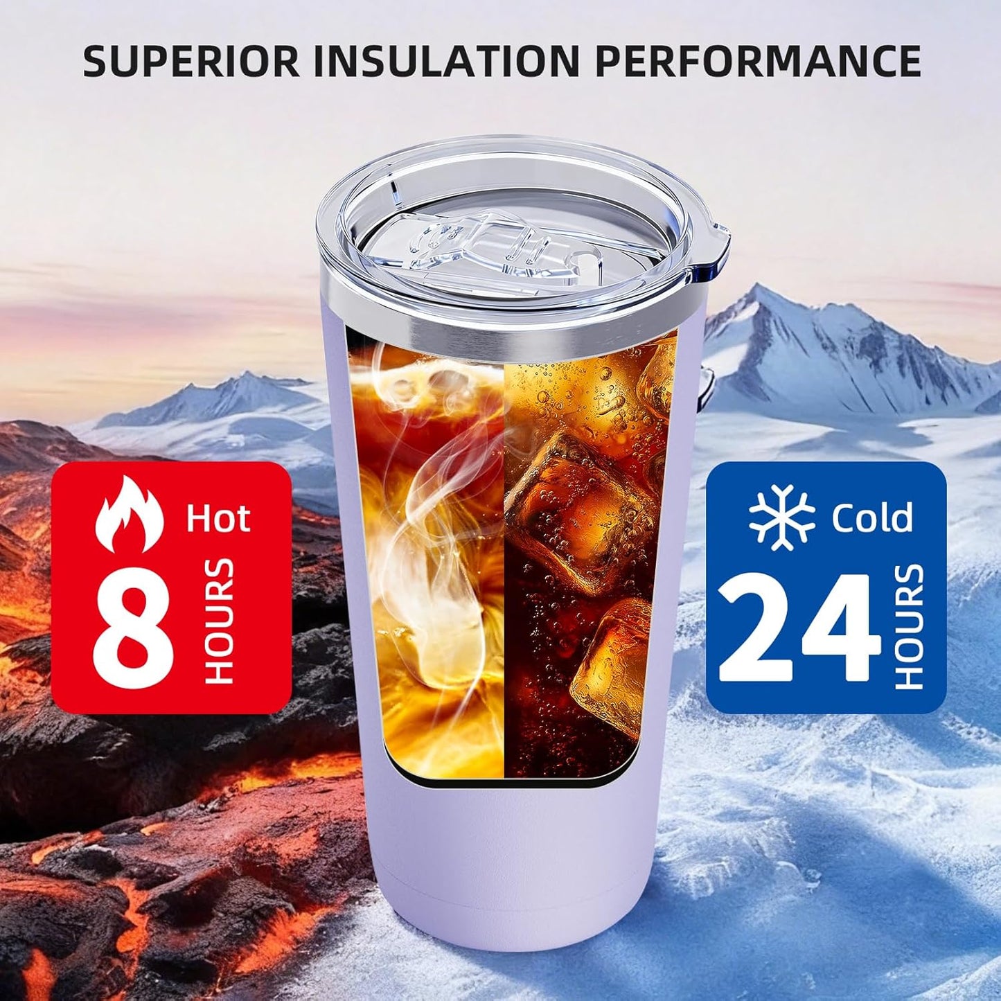 GGQ 20oz Travel Coffee Tumbler Food-Grade 304 Stainless Steel Vacuum Insulated Double Wall Leak-Proof Lid Reusable Straw Hot and Cold Drinks Cup Holder Friendly (Light Blue)