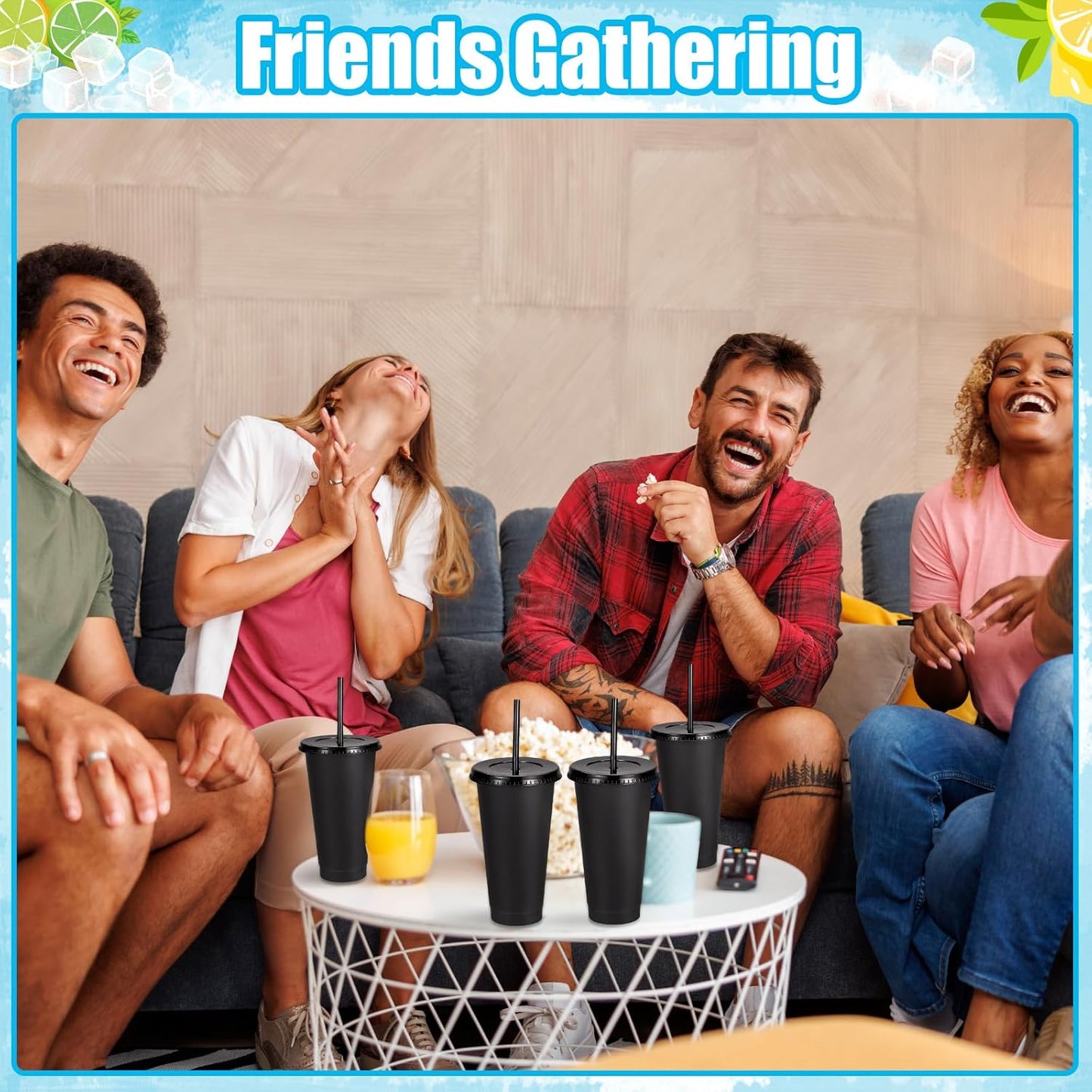 24 Pack Plastic Tumblers with Lids and Straw, Reusable Cups with Lids and Straws Colorful Cups for Cold Drink Iced Coffee, Plastic Tumbler Bulk for Party Birthday Gifts (24 oz, Stylish Colors)