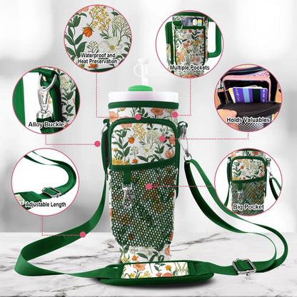 Stanley Carrier Bag for Stanley 40oz/30ozTumbler with Phone with 2 Adjustable Strap,3 Pockets Bottle Stanley Cup Carrier Bag & Case,Accessories for Hiking Travelling