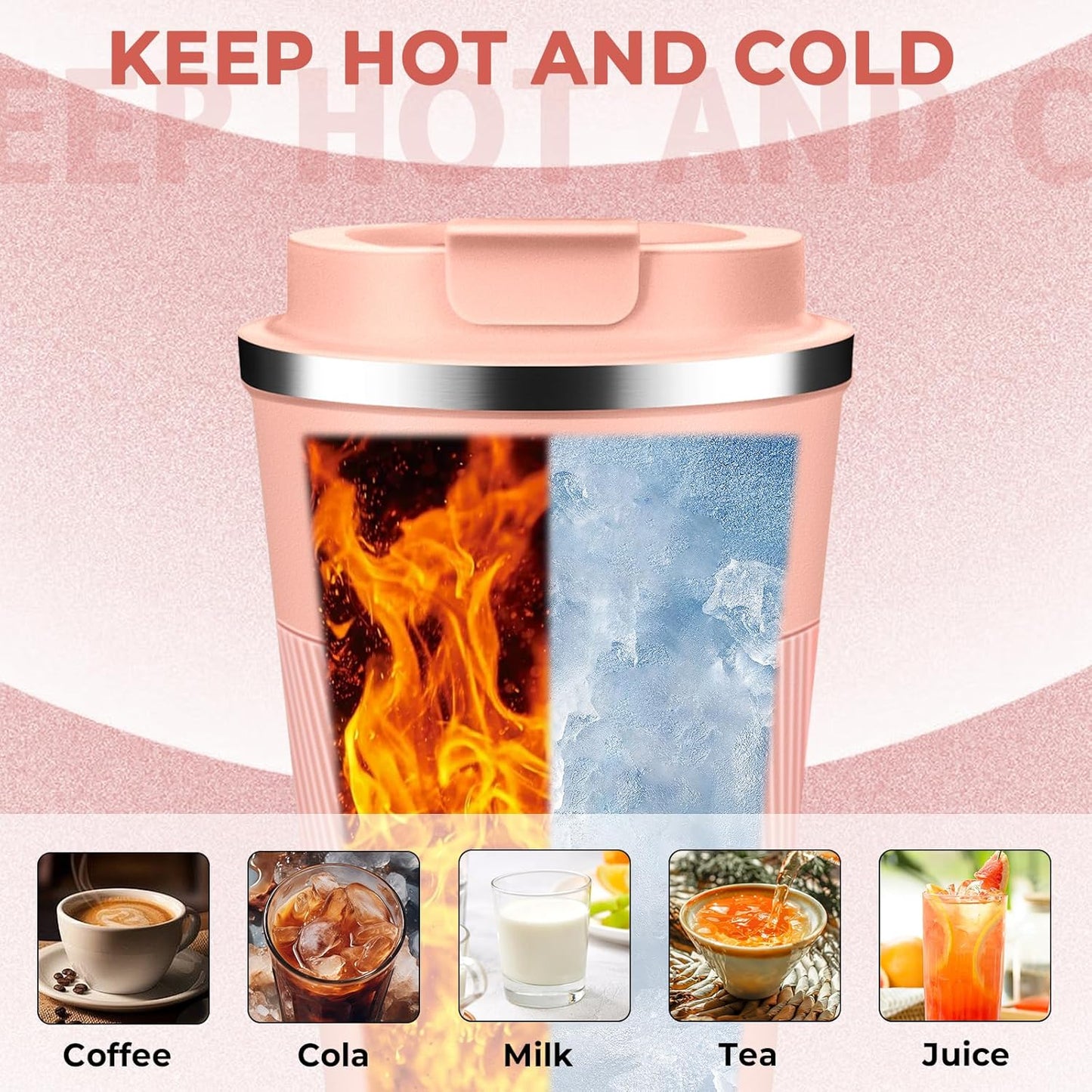 Insulated Coffee Tumbler 12 oz, Stainless Steel Coffee Mug with Lids, Travel Coffee Mug Leak Proof, Double Wall Vacuum Insulated Reusable Coffee Cup, Keep Drinks Hot and Cold (Sky Blue, 12 Ounces)