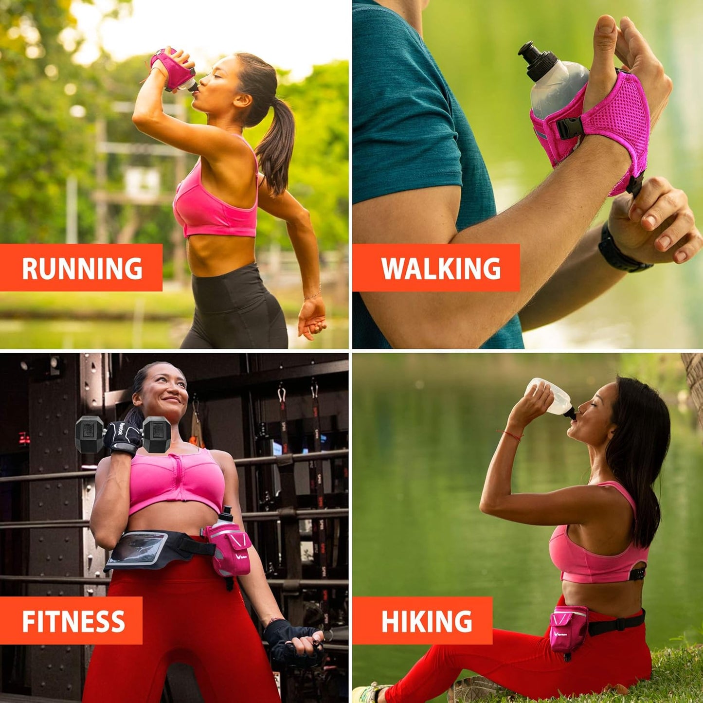 2-in-1 Running Fun: Handheld 12 Oz Water Bottle & Running Belt Add-On. No-Grip Design Straps on Hand & Slides on Belt. Waterproof Pocket for Money, Keys. Maximize Time, Freedom & Health