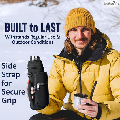 EcoEarth - Water Bottle Holder with Strap - Water Bottle Carrier Bag for Hiking - Crossbody Hydration Pouch with Phone Holder