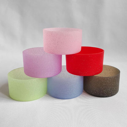 6Pcs Glitter Silicone Cup Boots for Water Bottle Fits Stanley/Owala/Hydro Flask/Simple Modern/Yeti, 2.8-3.1in Width Bottom Protector Cover Sleeve (6 Colors)