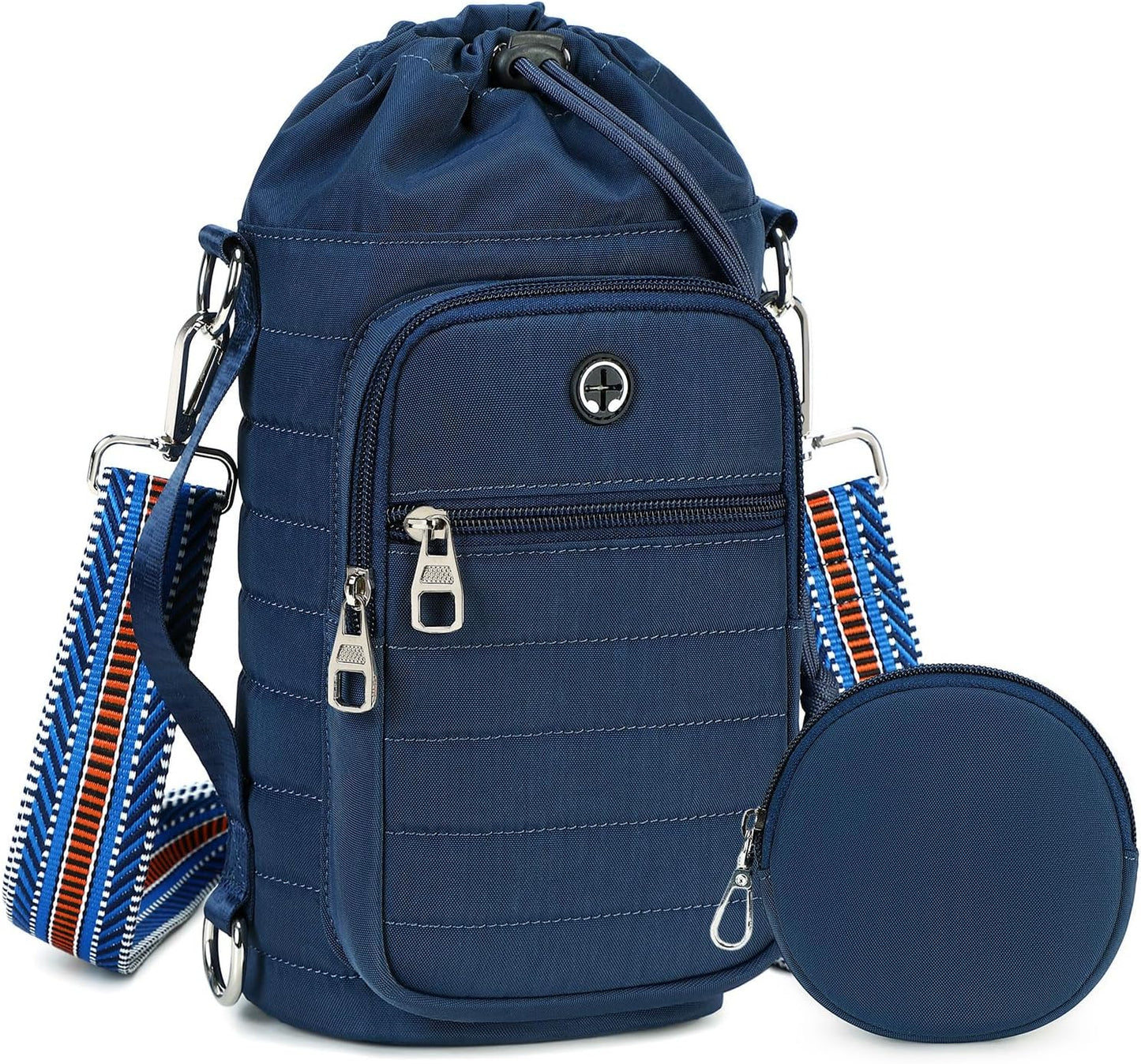 Water Bottle Carrier Bag with Strap, Sling Bag for Walking, Hiking, Cycling, Black, 40 Ounces