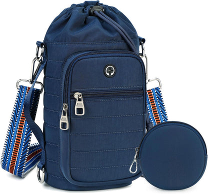 Water Bottle Carrier Bag with Strap, Sling Bag for Walking, Hiking, Cycling, Black, 40 Ounces