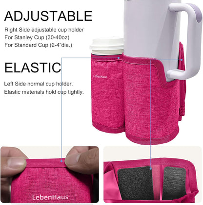 2 in 1 Luggage Cup Holder for Suitcase Airplane Cup Holder for Tray Table Drink Carrier for Stanley Tumblers Coffee Beverage Organizer Luggage Drink Holder Travel Gifts for Women (Gray)