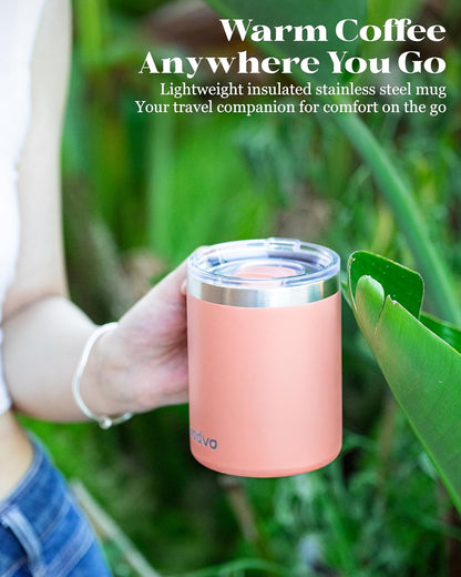 12oz Insulated Coffee Mug with Lid – Includes Two Lids, Stainless Steel Coffee Travel Mug with Handle, Double Wall Vacuum Insulated Camping Mug for Home, Office & Outdoor, Navy Blue