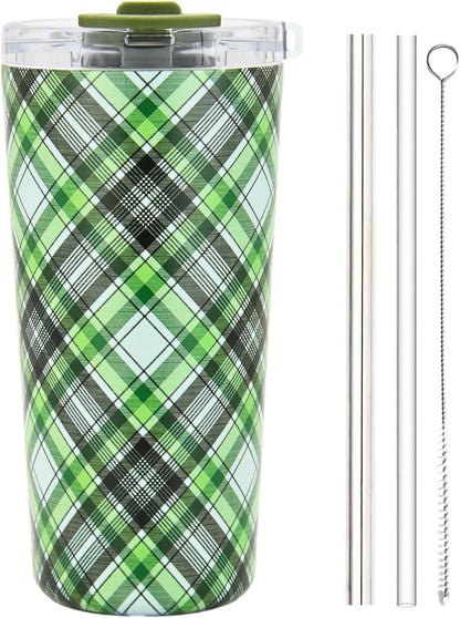 Drinco - 20 oz Stainless Steel Tumbler | Double Walled Vacuum Insulated Mug With Lid, 2 Straws, For Hot & Cold Drinks (20oz Dragonfly)