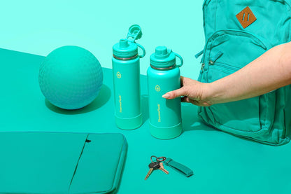 ThermoFlask Insulated Water Bottle with Spout Lid (24 oz, Lemonade Stand) - Leakproof, Stainless Steel Water Bottle for Cold & Hot Drinks, Travel & Daily Hydration