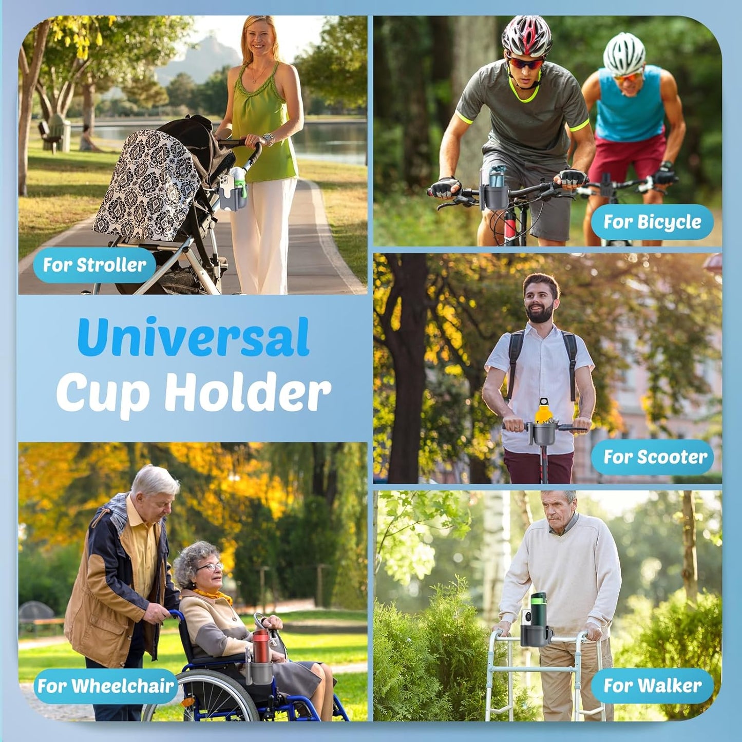 Guiseapue Cup Holder for Walker: Stroller Cup Holder Attachment with Phone Holder, Wheelchair/Stroller Accessories for Rollator, Bike, Scooter, Baby Essentials, Gifts for New Mom