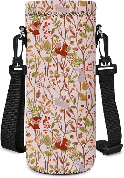 Neoprene 500ML/750ML/1000ML Water Bottle Bag Carrier, Portable Insulated Bottle Sling Holder Case Pouch with Adjustable Shoulder Strap for Men Women Walking Hiking Running