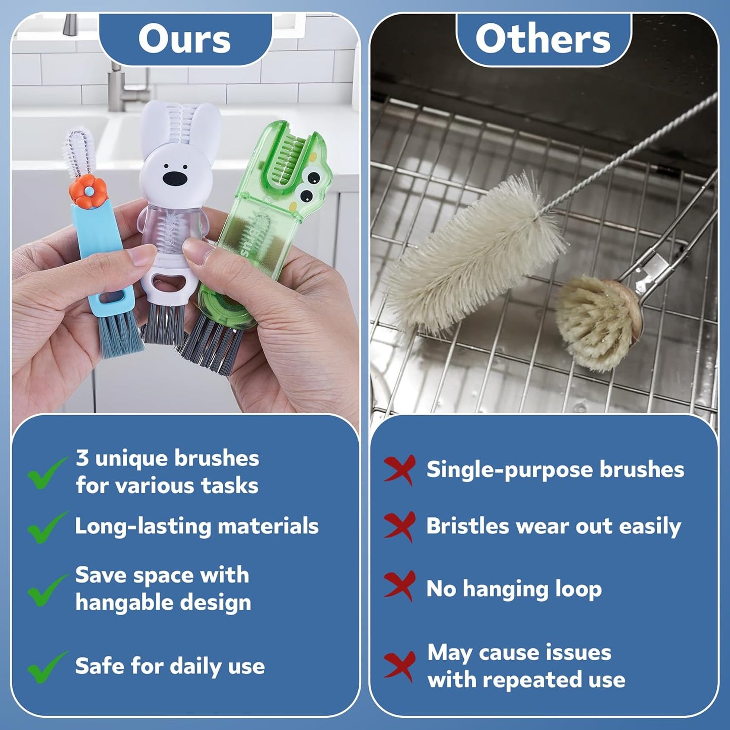 Cup Lid Cleaning Brush, 3 in 1 Lid Cleaner for Tumblers and Water Bottles, Gap Cleaning Brush with Straw Hole Detail Tool, Multifunctional Brush for Daily Use (Pink Purple)