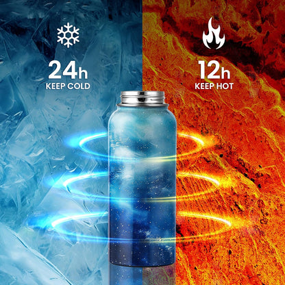 RAYMYLO One Gallon Water Bottle Insulated, Triple Walled Vacuum Stainless Steel (Cold for 48 Hrs), Leak Proof & Non-BPA, Large Water Flask Jug with Paracord Handle & Straw Spout Lids