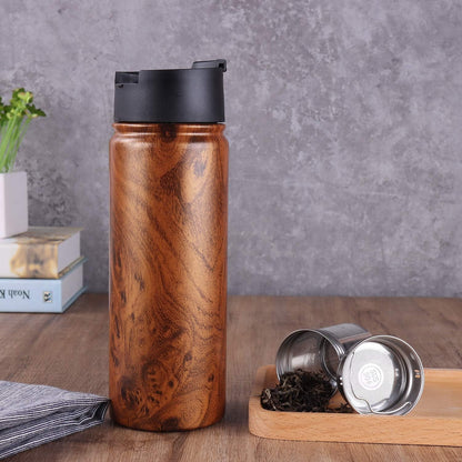 Sivaphe Tea Infuser Bottle With Removable Loose Leaf Tea Strainer Cup 18/8 Stainless Steel Portable Insulated Travel Tea Tumbler Black