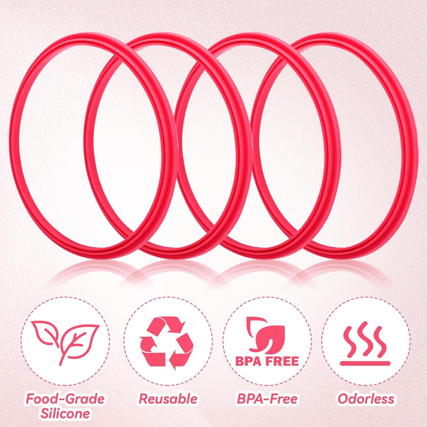 6pcs Gasket Replacement for Owala 40oz Tumbler, Rubber Lid Seal Ring Water Bottle Accessories Replacement Part Compatible with Owala 40oz Stainless Steel Cup (Pink)