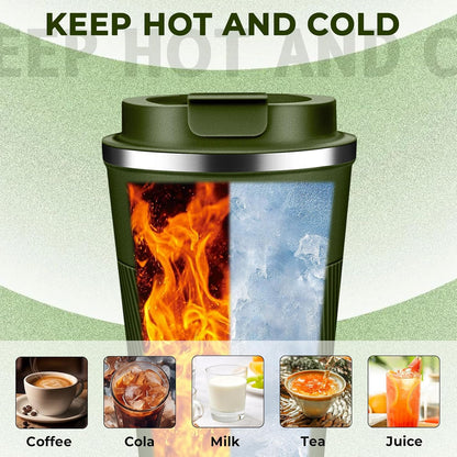 Insulated Coffee Tumbler 12 oz, Stainless Steel Coffee Mug with Lids, Travel Coffee Mug Leak Proof, Double Wall Vacuum Insulated Reusable Coffee Cup, Keep Drinks Hot and Cold (Sky Blue, 12 Ounces)