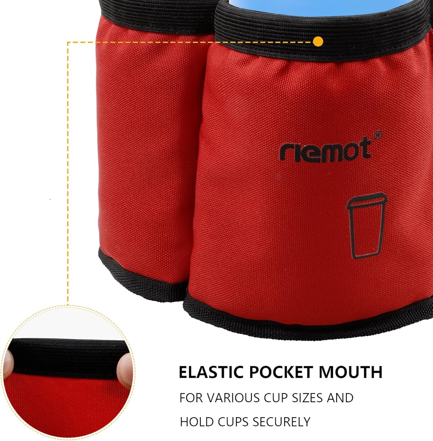 riemot Luggage Travel Cup Holder Free Hand Drink Carrier - Hold Two Coffee Mugs - Fits Roll on Suitcase Handles - Gifts for Flight Attendants Travelers Accessories Carbon Black