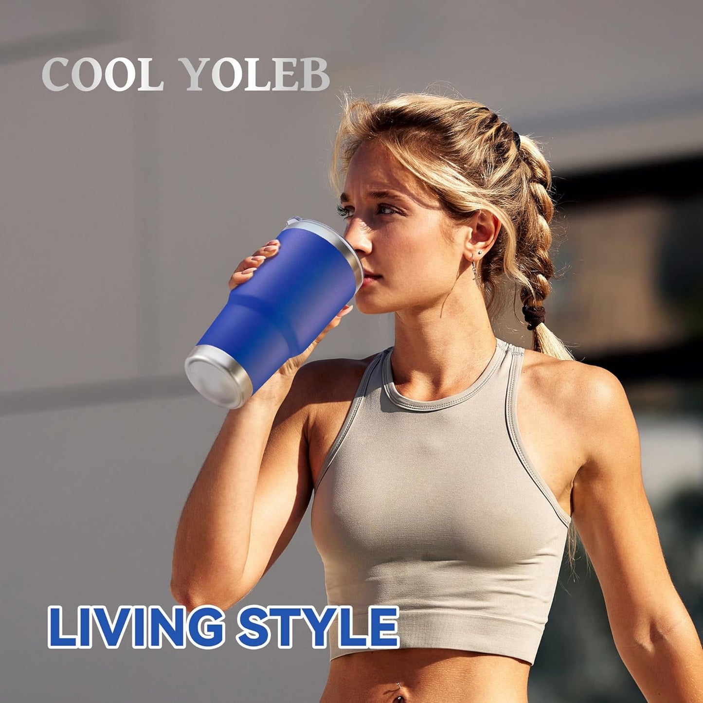 30 oz Tumbler with Lid Stainless Steel Tumblers Vacuum Insulated Cup Reusable Powder Coated Travel Mug Double Wall Leak Proof Portable Cups Keep Cold Drinks for 12 Hours, Stainless, 1 Pack