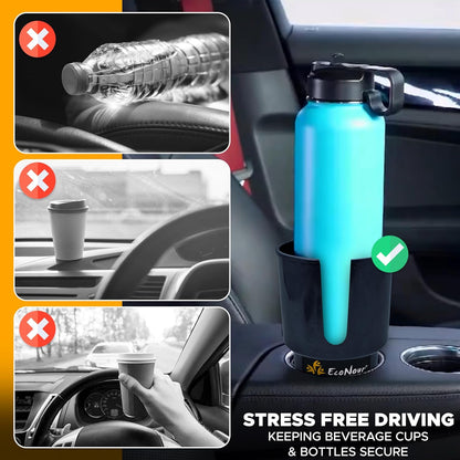 EcoNour Car Cup Holder Expander | Fits 32/40 oz Hydro Flasks, Yeti, Nalgene & Large Bottles up to 3.8" | Universal Cup Adapter for Cars with 3.2" Holders – Black