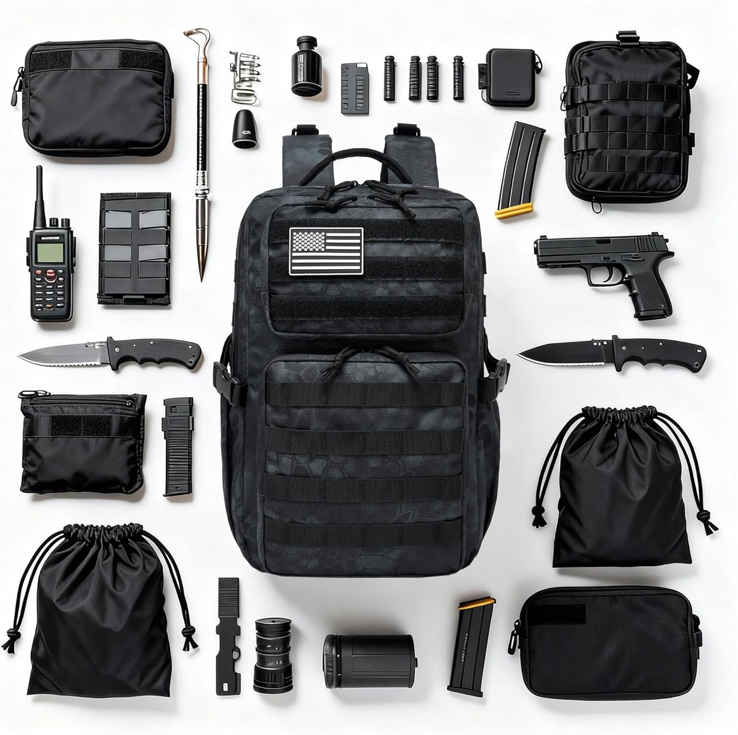 Wotony Military Tactical Backpack for Men Waterproof Daypack 3 Day Assault Pack Molle Bag with Water Bottle Holder