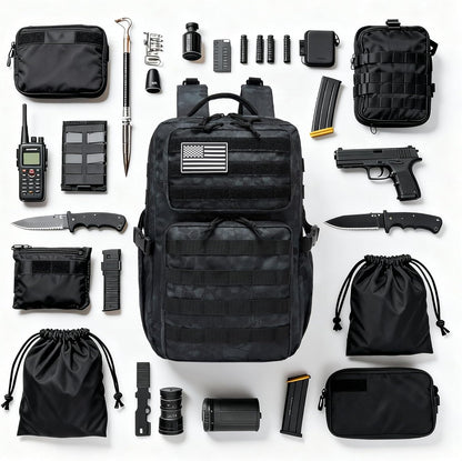 Wotony Military Tactical Backpack for Men Waterproof Daypack 3 Day Assault Pack Molle Bag with Water Bottle Holder