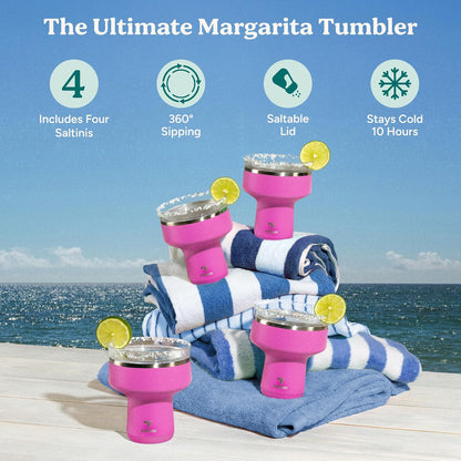 REDUCE Saltini 16 oz Cocktail Tumbler - Insulated Margarita Tumbler with Lid - Keeps Drinks Cold for 10 Hours - 360 Sippable Martini Glass Alternative - Shatterproof, Perfect for Parties - Cloud Blue