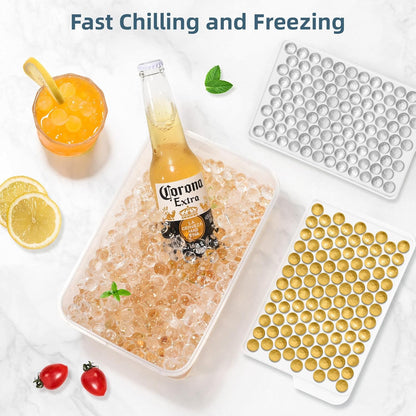 WIBIMEN Mini Ice Cube Trays, 0.55” Tiny Pebble Ice for Iced Coffee & Cocktails, Fast Chill, Easy Twist Release, Stackable with Lid & Storage Bin (4 Pack, Blue)