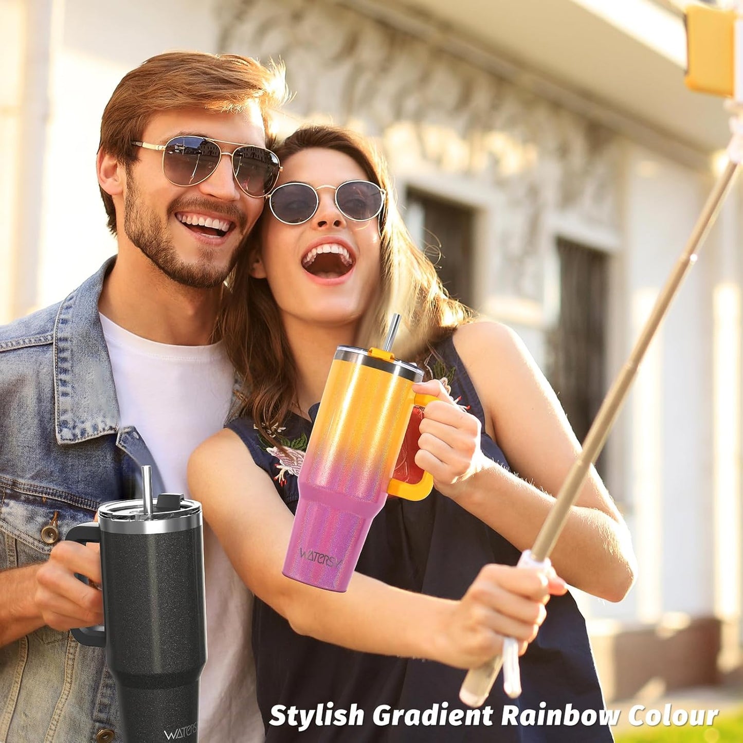 40 oz Tumbler with Handle,Tumbler with Lid and Straw,Double Wall Insulated Cup Stainless Steel Travel Mug(Cold for 34 Hours),Water Bottle for Iced Tea,Coffee,Cold Beverages(Purple)