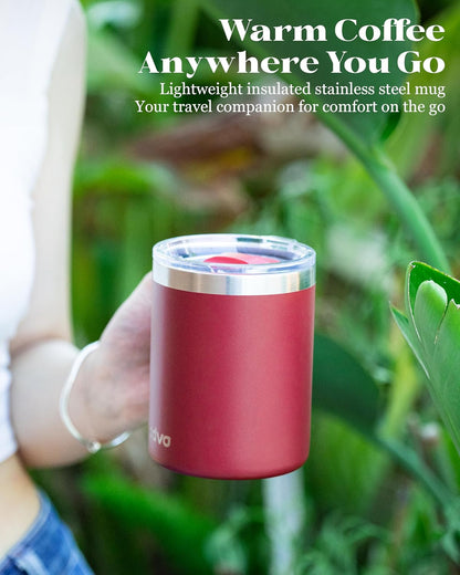 12oz Insulated Coffee Mug with Lid – Includes Two Lids, Stainless Steel Coffee Travel Mug with Handle, Double Wall Vacuum Insulated Camping Mug for Home, Office & Outdoor, Navy Blue