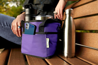 NoNa & Bee 4 Water Bottle Holder with Strap | Family Size 4 Compartment Drink Bag, Multiple Tumbler Carrier Caddy | Adjustable Fits Large & Small Drinks | Hands Free, Won't Tip Over in Car