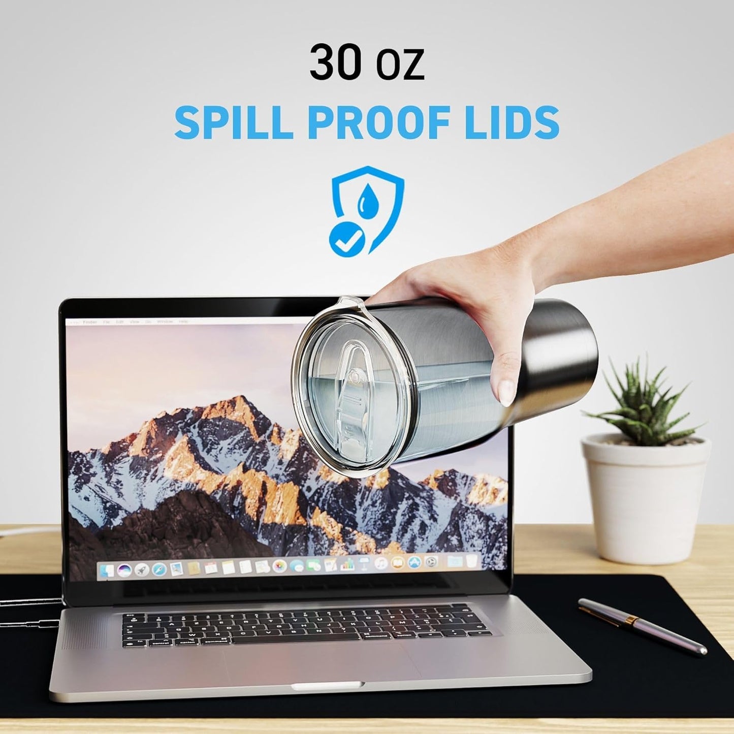 30 oz Pack of 4 Replacement Lids for Yti Tumblers - 3.7 Inch Diameter - Spill Proof Lids Silicon Sliding Covers, Fits Yti Tumblers, Hydro Flask, Reusable No Leak Design, Splash Resistant 30 oz Mug
