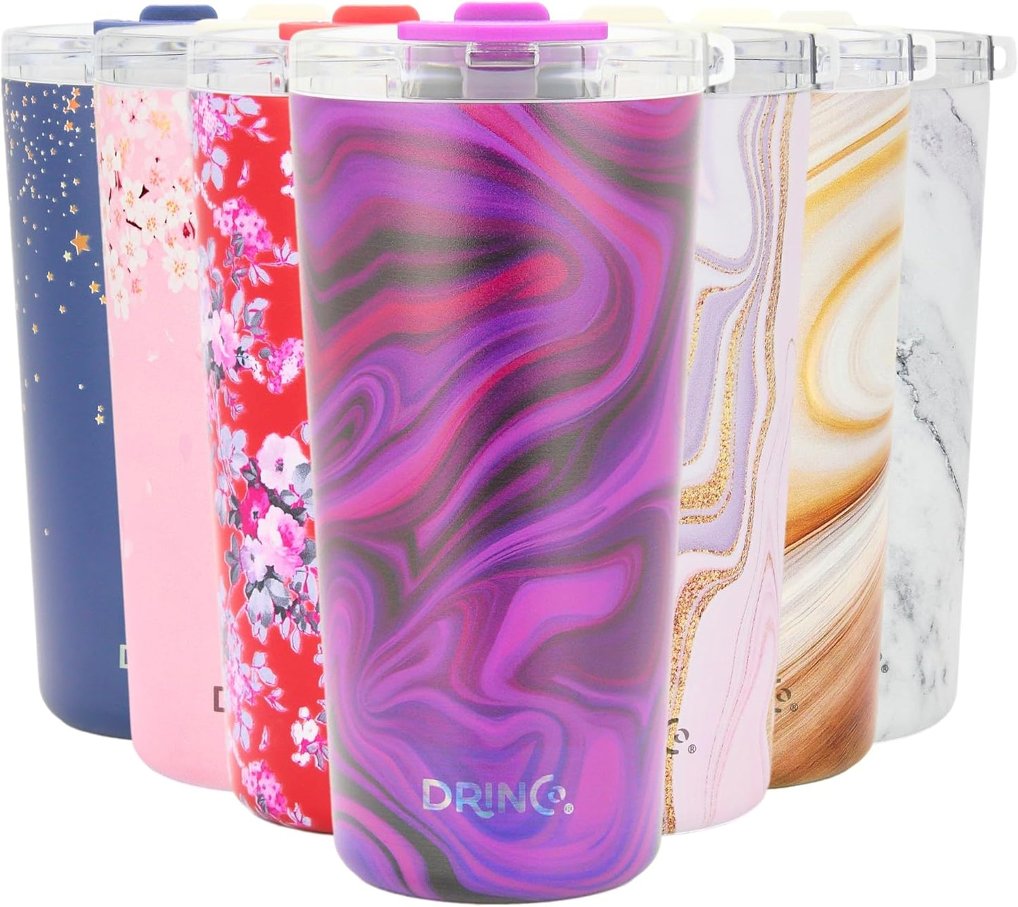 Drinco - 20 oz Stainless Steel Tumbler | Double Walled Vacuum Insulated Mug With Lid, 2 Straws, For Hot & Cold Drinks (20oz Dragonfly)