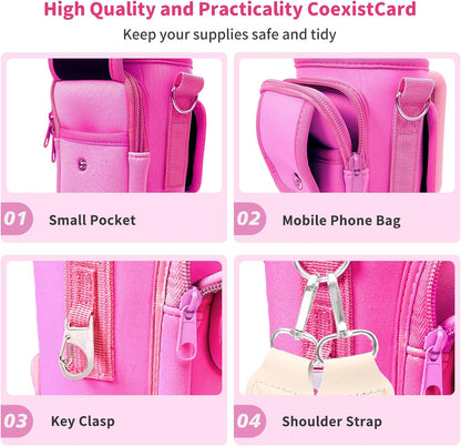Water Bottle Holder with Strap for Stanley Cup 40/30oz, Insulated Neoprene Stanley Cup Holder with Strap for Tumbler with Handle Stanley Carrier Bag Cross-body Bag for Walking