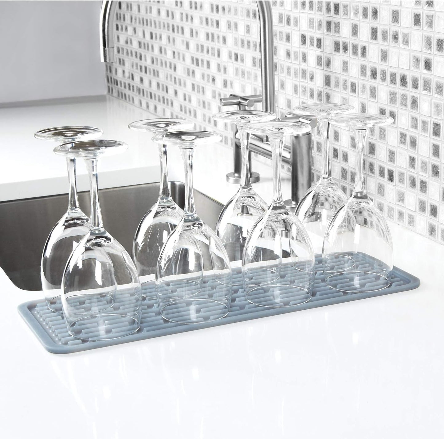 OXO 1372100 Good Grips Silicone Stemware Drying Mat, Gray
