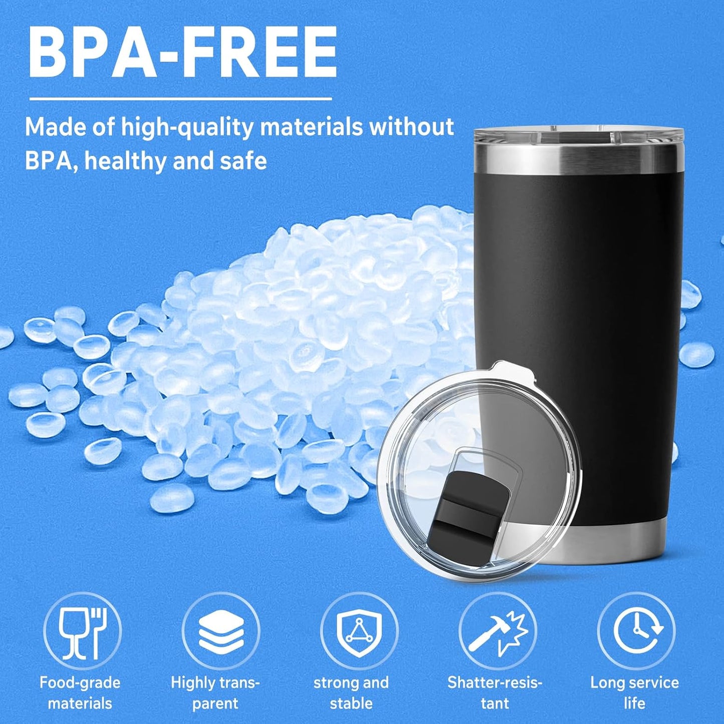 20 oz Tumbler Lid, 2 Pack Magnetic Slider Replacement Lids for YETI 20 oz Tumbler, 10oz Lowball, 10/24oz Mug, Travel Spill Proof Coffee Cup Cover, BPA Free