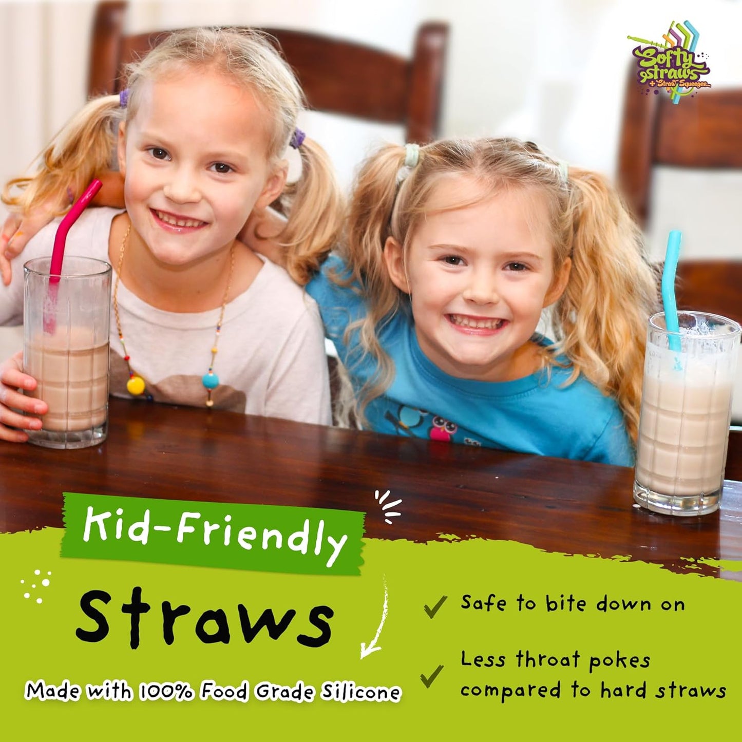 Softy Straws Premium Reusable Stainless Steel Drinking Straws With Silicone Tips + Patented Straw Cleaners and Carrying Case - 9” Long Metal With Curved Bend for 20/30/32oz Tumblers