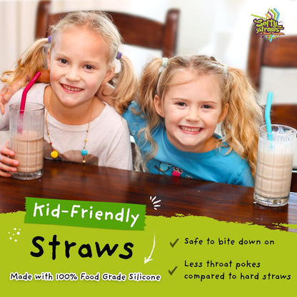 Softy Straws Premium Reusable Stainless Steel Drinking Straws With Silicone Tips + Patented Straw Cleaners and Carrying Case - 9” Long Metal With Curved Bend for 20/30/32oz Tumblers