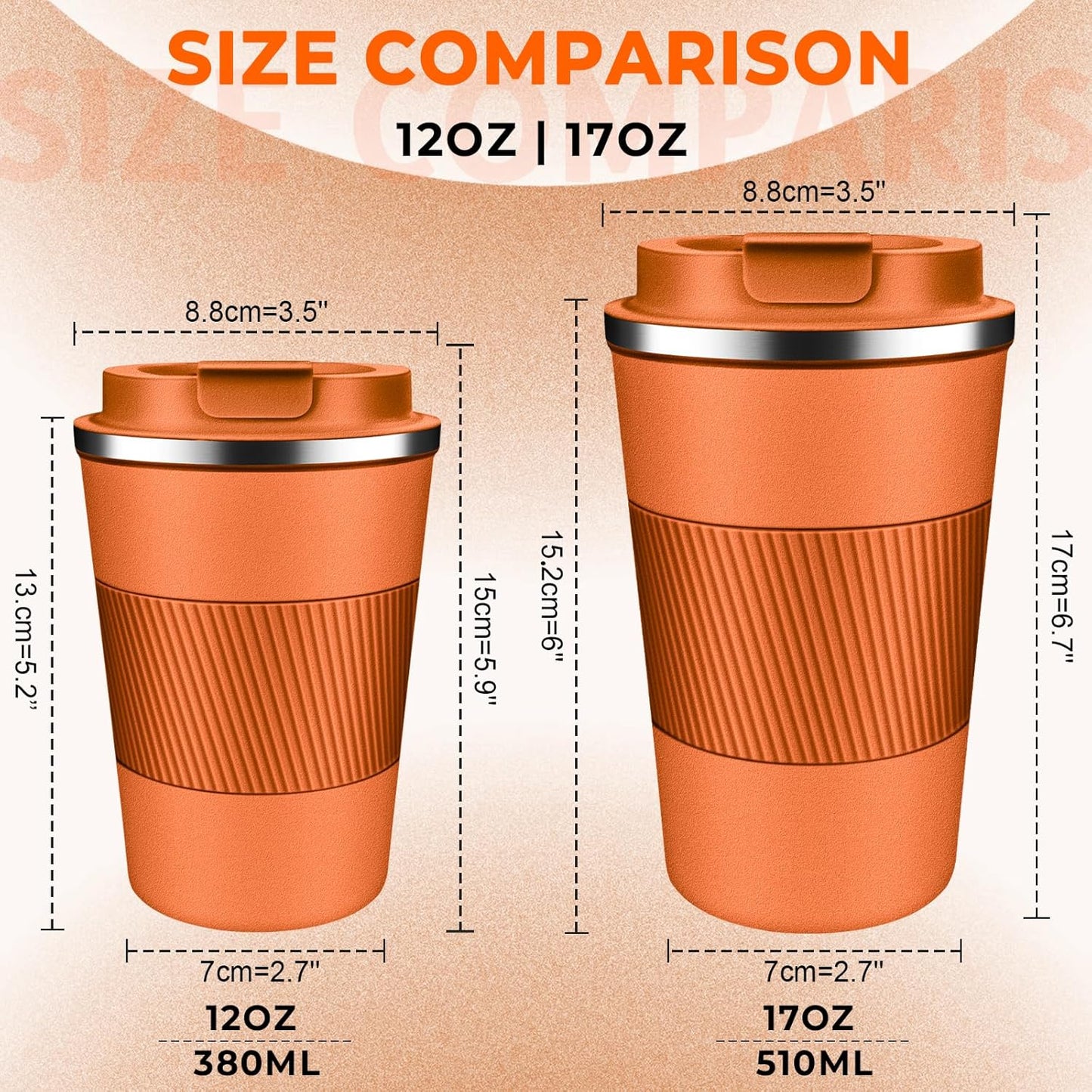 Insulated Coffee Tumbler 12 oz, Stainless Steel Coffee Mug with Lids, Travel Coffee Mug Leak Proof, Double Wall Vacuum Insulated Reusable Coffee Cup, Keep Drinks Hot and Cold (Sky Blue, 12 Ounces)