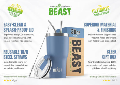Beast 10 oz Tumbler Stainless Steel Vacuum Insulated Coffee Ice Cup Double Wall Travel Flask (Arctic White)