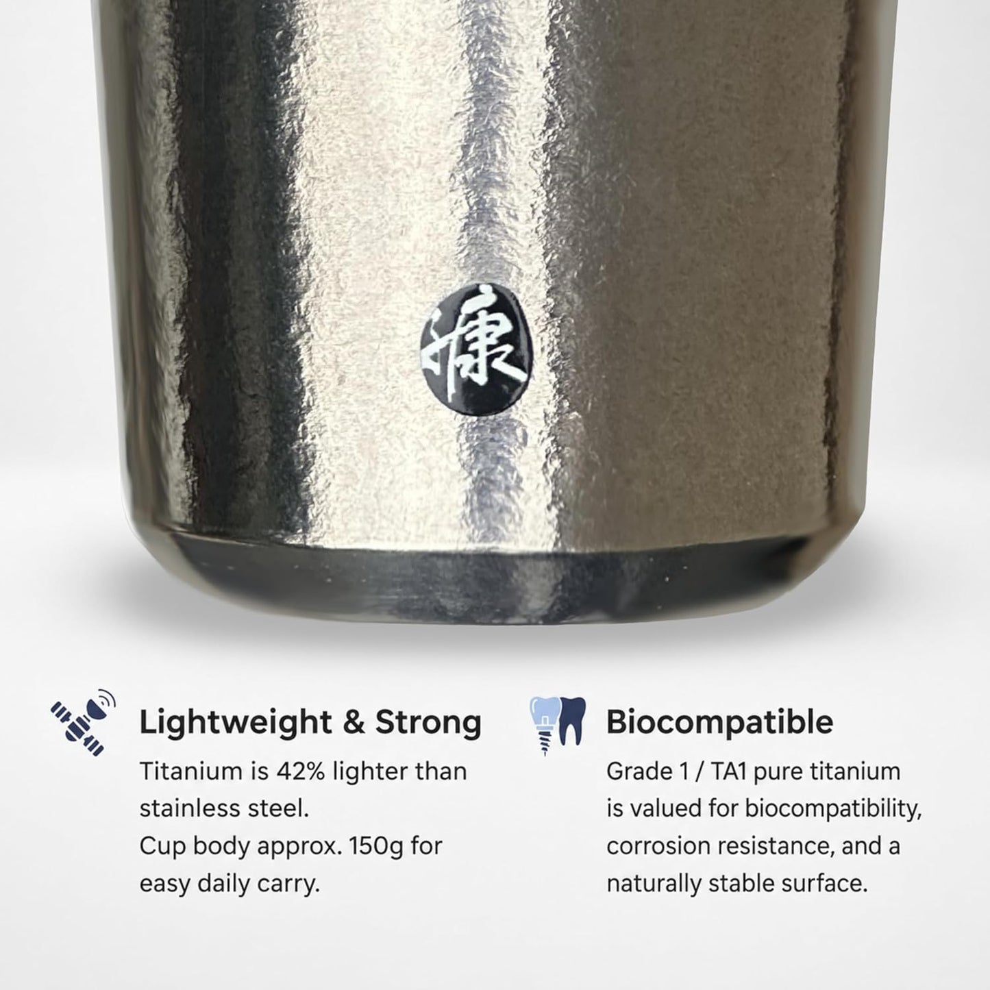 KOYASU Ti-Zen Titanium Travel Coffee Mug - 12oz Ultralight Insulated Tumbler - Leakproof Commuter Cup for Men & Office Desk Accessory - Minimalist Portable Tea Flask for Travel & Car- Indigo Blue