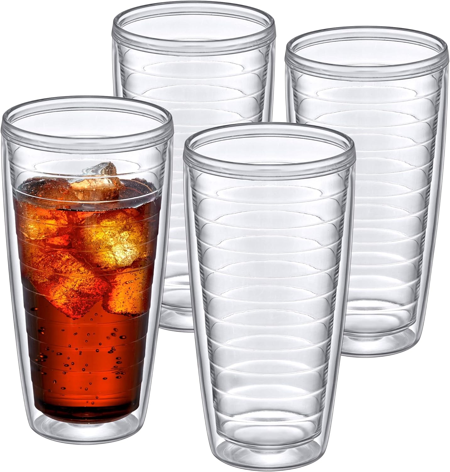 Amazing Abby - Alaska - 24-Ounce Insulated Tumblers (Set of 4), Double-Wall Drinking Glasses, Mixed-Color Reusable Cups, BPA-Free, Shatter-Proof, Dishwasher-Safe